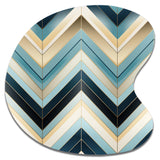 Tiles Blue And White Chevron Dreams - Asymmetric Metal Wall Art