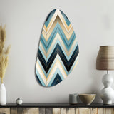 Tiles Blue And White Chevron Dreams - Asymmetric Metal Wall Art