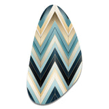 Tiles Blue And White Chevron Dreams - Asymmetric Metal Wall Art