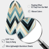 Tiles Blue And White Chevron Dreams - Asymmetric Metal Wall Art