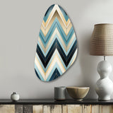 Tiles Blue And White Chevron Dreams - Asymmetric Metal Wall Art