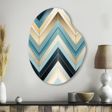 Tiles Blue And White Chevron Dreams - Asymmetric Metal Wall Art