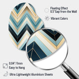 Tiles Blue And White Chevron Dreams - Asymmetric Metal Wall Art