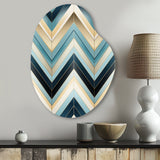 Tiles Blue And White Chevron Dreams - Asymmetric Metal Wall Art