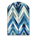 Vintage Cobalt Blue White Chevron Geometric - Asymmetric Metal Wall Art