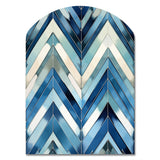 Vintage Cobalt Blue White Chevron Geometric - Asymmetric Metal Wall Art