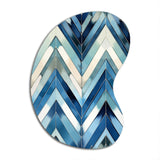 Vintage Cobalt Blue White Chevron Geometric - Asymmetric Metal Wall Art