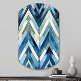 Vintage Cobalt Blue White Chevron Geometric - Asymmetric Metal Wall Art