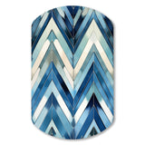 Vintage Cobalt Blue White Chevron Geometric - Asymmetric Metal Wall Art