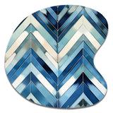 Vintage Cobalt Blue White Chevron Geometric - Asymmetric Metal Wall Art