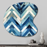 Vintage Cobalt Blue White Chevron Geometric - Asymmetric Metal Wall Art