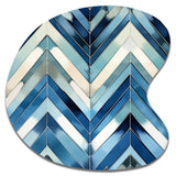 Vintage Cobalt Blue White Chevron Geometric - Asymmetric Metal Wall Art