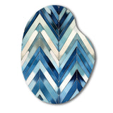 Vintage Cobalt Blue White Chevron Geometric - Asymmetric Metal Wall Art