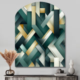 Green And Gold Geometric Chic Pattern - Asymmetric Metal Wall Art