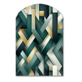 Green And Gold Geometric Chic Pattern - Asymmetric Metal Wall Art