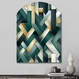 Green And Gold Geometric Chic Pattern - Asymmetric Metal Wall Art