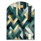 Green And Gold Geometric Chic Pattern - Asymmetric Metal Wall Art