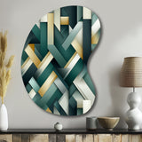 Green And Gold Geometric Chic Pattern - Asymmetric Metal Wall Art