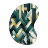 Green And Gold Geometric Chic Pattern - Asymmetric Metal Wall Art