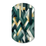 Green And Gold Geometric Chic Pattern - Asymmetric Metal Wall Art