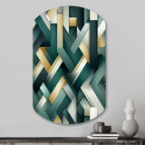 Green And Gold Geometric Chic Pattern - Asymmetric Metal Wall Art