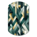 Green And Gold Geometric Chic Pattern - Asymmetric Metal Wall Art