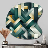 Green And Gold Geometric Chic Pattern - Asymmetric Metal Wall Art