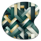 Green And Gold Geometric Chic Pattern - Asymmetric Metal Wall Art