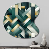 Green And Gold Geometric Chic Pattern - Asymmetric Metal Wall Art