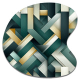 Green And Gold Geometric Chic Pattern - Asymmetric Metal Wall Art