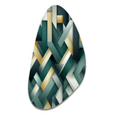 Green And Gold Geometric Chic Pattern - Asymmetric Metal Wall Art