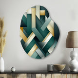 Green And Gold Geometric Chic Pattern - Asymmetric Metal Wall Art