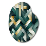 Green And Gold Geometric Chic Pattern - Asymmetric Metal Wall Art