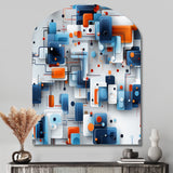 Blue Metropolis Matrix Pattern - Asymmetric Metal Wall Art