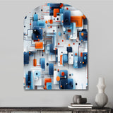 Blue Metropolis Matrix Pattern - Asymmetric Metal Wall Art