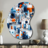 Blue Metropolis Matrix Pattern - Asymmetric Metal Wall Art