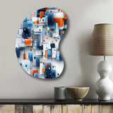 Blue Metropolis Matrix Pattern - Asymmetric Metal Wall Art