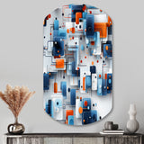 Blue Metropolis Matrix Pattern - Asymmetric Metal Wall Art