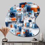 Blue Metropolis Matrix Pattern - Asymmetric Metal Wall Art