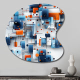 Blue Metropolis Matrix Pattern - Asymmetric Metal Wall Art