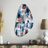 Blue Metropolis Matrix Pattern - Asymmetric Metal Wall Art