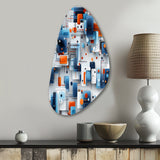 Blue Metropolis Matrix Pattern - Asymmetric Metal Wall Art