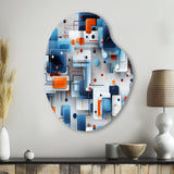 Blue Metropolis Matrix Pattern - Asymmetric Metal Wall Art