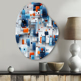 Blue Metropolis Matrix Pattern - Asymmetric Metal Wall Art