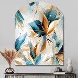 Teal And White Crystal Extravagant Glamour - Asymmetric Metal Wall Art