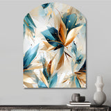 Teal And White Crystal Extravagant Glamour - Asymmetric Metal Wall Art