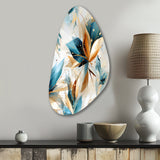 Teal And White Crystal Extravagant Glamour - Asymmetric Metal Wall Art