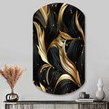 Midnight Charm Gold And Black - Asymmetric Metal Wall Art