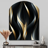 Deep Black And Gold Elegance - Asymmetric Metal Wall Art