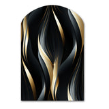 Deep Black And Gold Elegance - Asymmetric Metal Wall Art